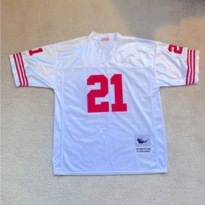 NFL 49ers Mens Deion Sanders #21 Niners Throwback Jersey White and Red